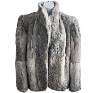 ADA Vintage Color Gray 100% Dyed Rabbit Fur Jacket Coat Size M